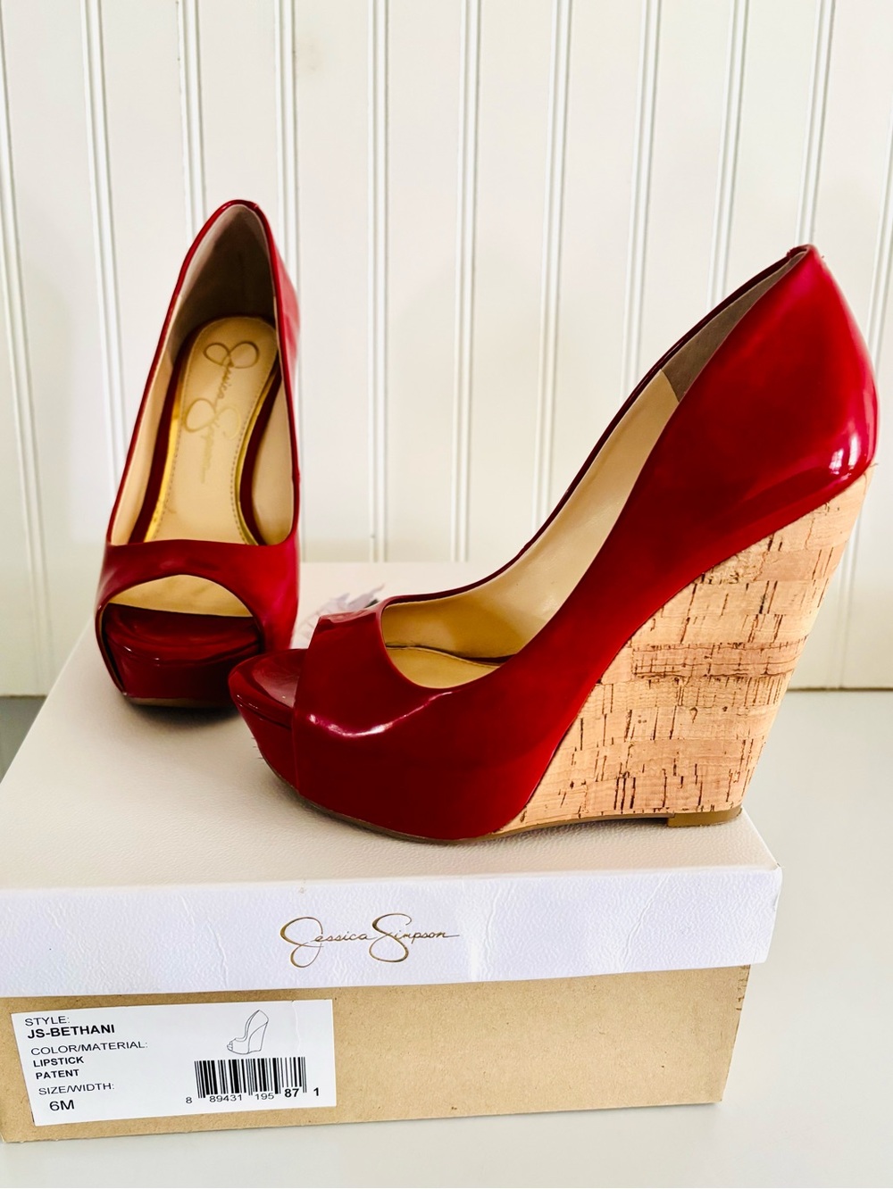 Jessica Simpson Burgundy Patent Peep-Toe Pumps